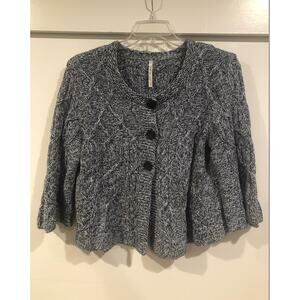 Leo & Nicole Chunky Knit‎ Y2K Sweater Women's Blue Grey Cropped